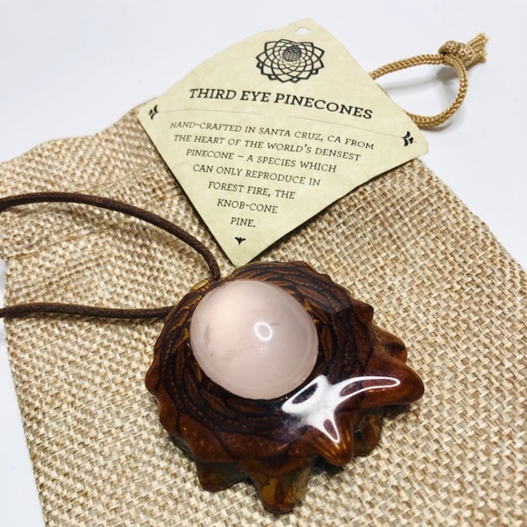 Third Eye Crystal Pinecone Pendant on Real Leather - Picture 2 of 6